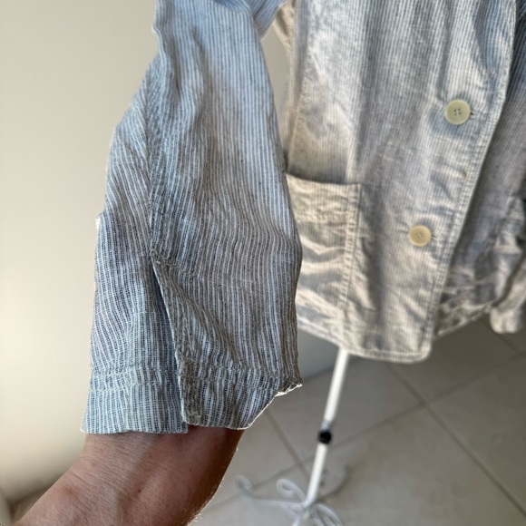 Eileen Fisher Hemp Organic Cotton Striped Blazer 2 button long sleeve SZ M - Picture 2 of 8